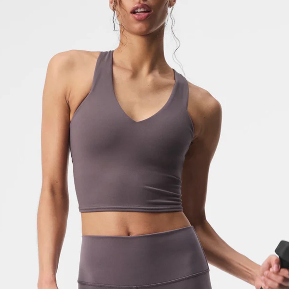 Alo Airbrush Real Bra Tank in XS raisinette